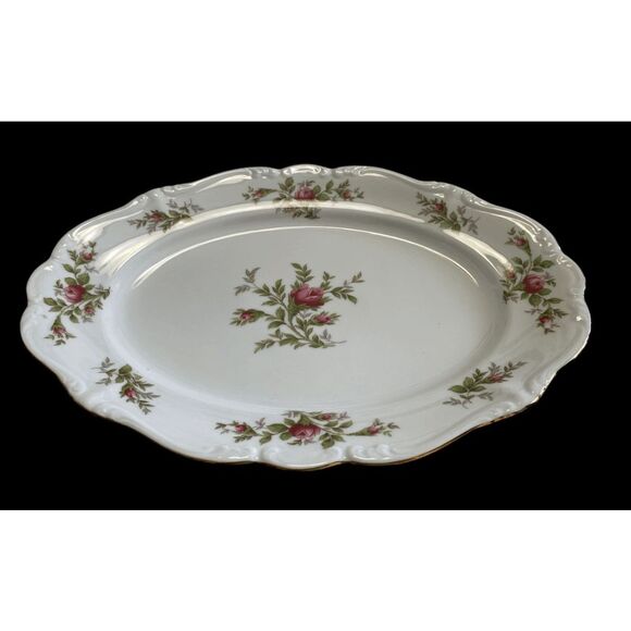 Vintage New Johann Haviland Bavaria Germany Moss Rose Serving Platter 13" - Picture 1 of 8